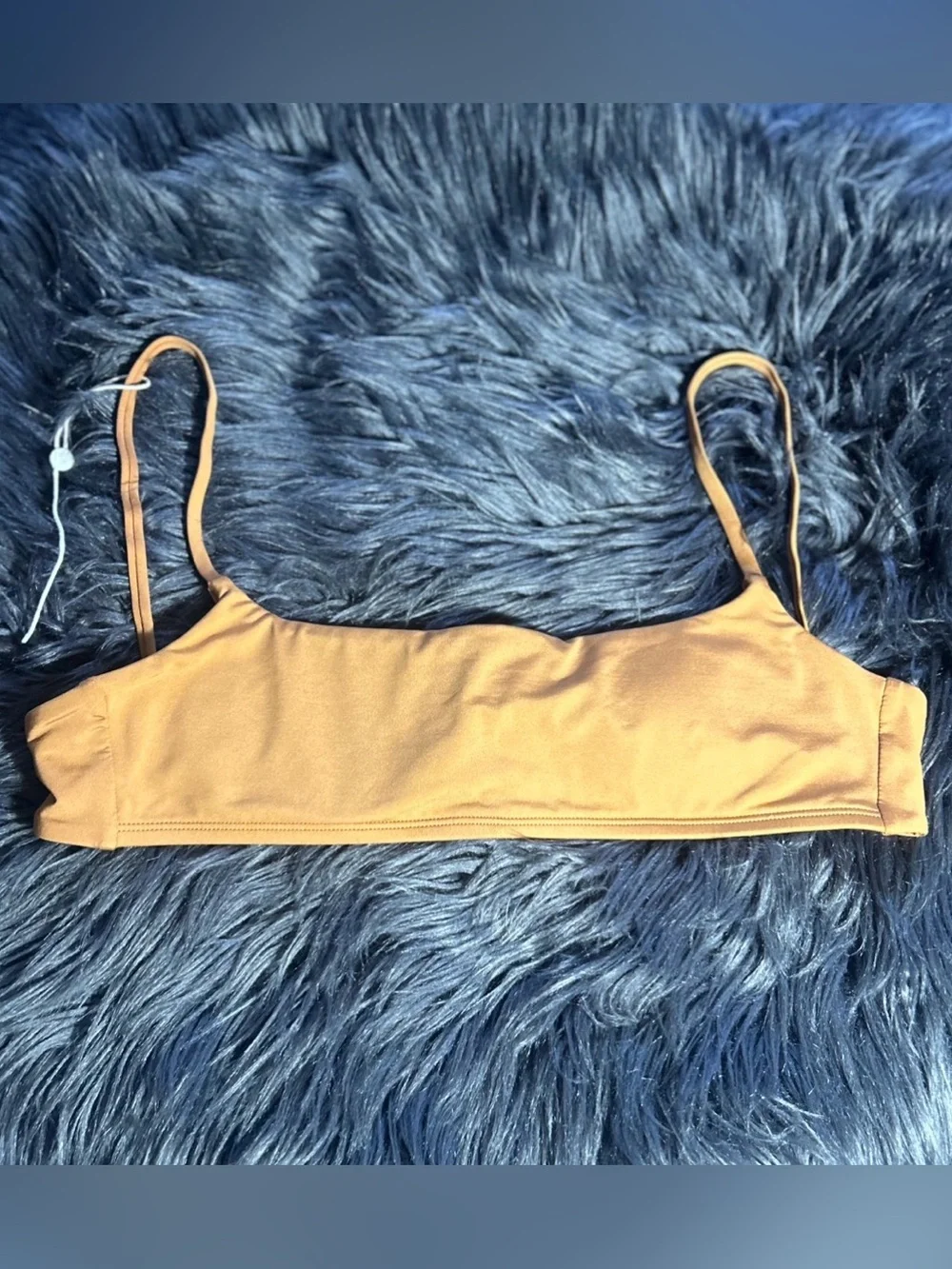Monday Swimwear Mustard Bandeau Bralette with Slim Straps Size Small